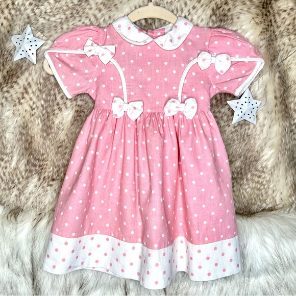 Vintage Polly Flinders Pink Polka Dot Dress 👶🏻